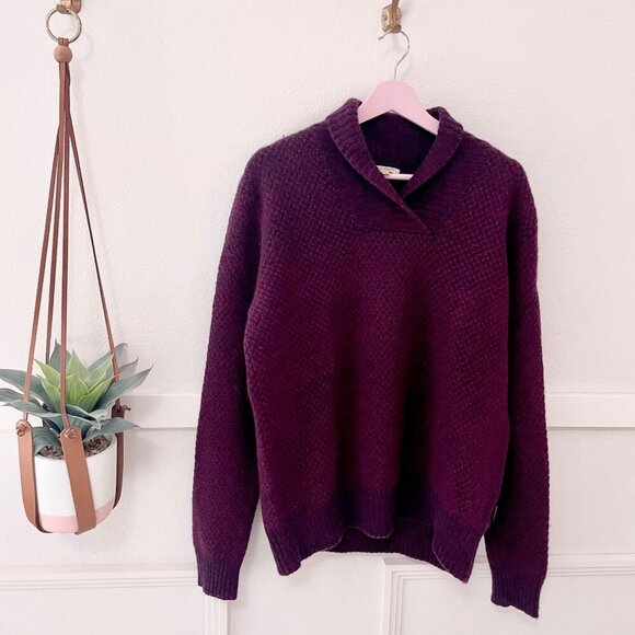 Burberry Shawl Collar Red Blue Wool Cashmere Sweater Size M Long Sleeve - Picture 2 of 8